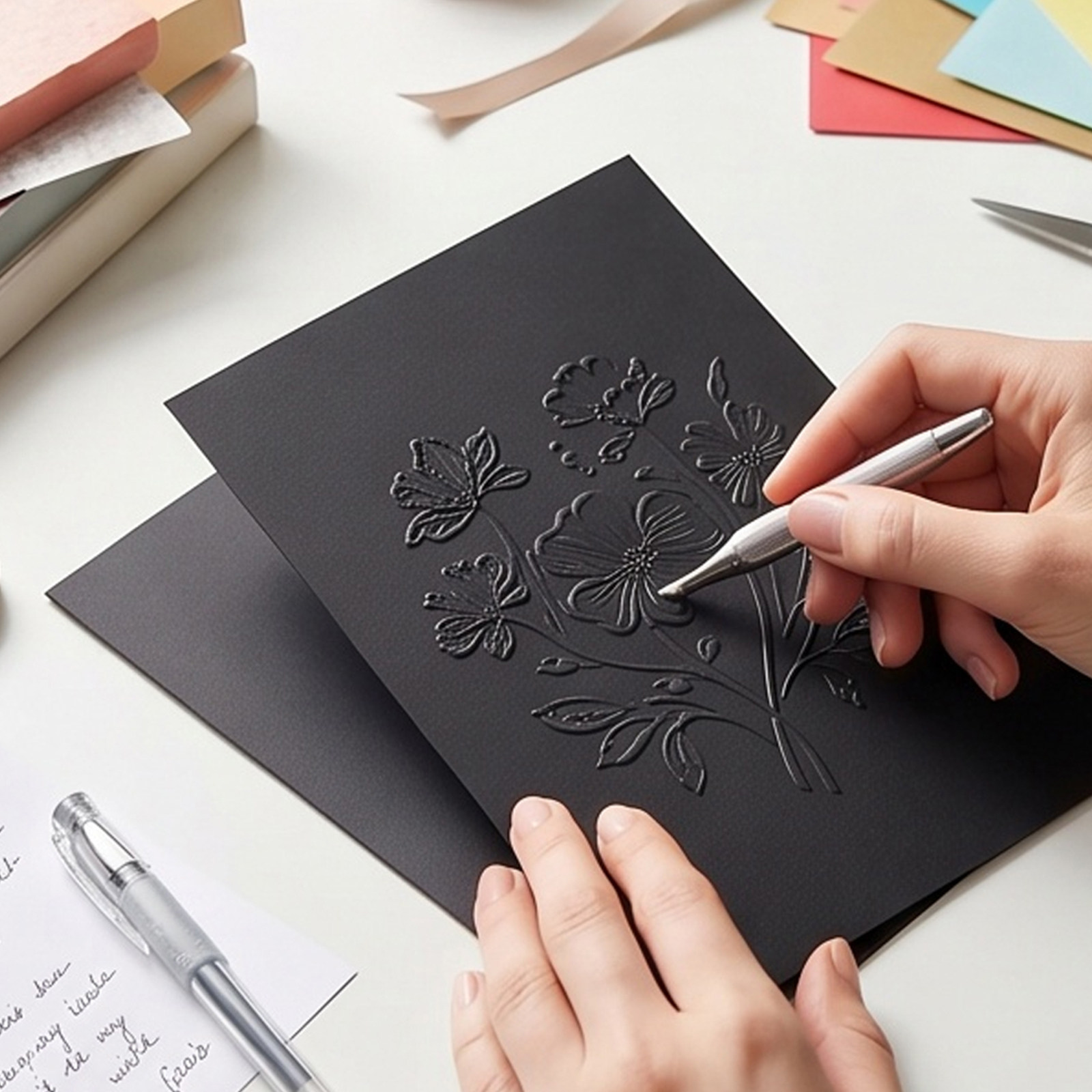 Papercraft Supply Invitation - 60 Fogli di Cartoncino Nero Spesso
