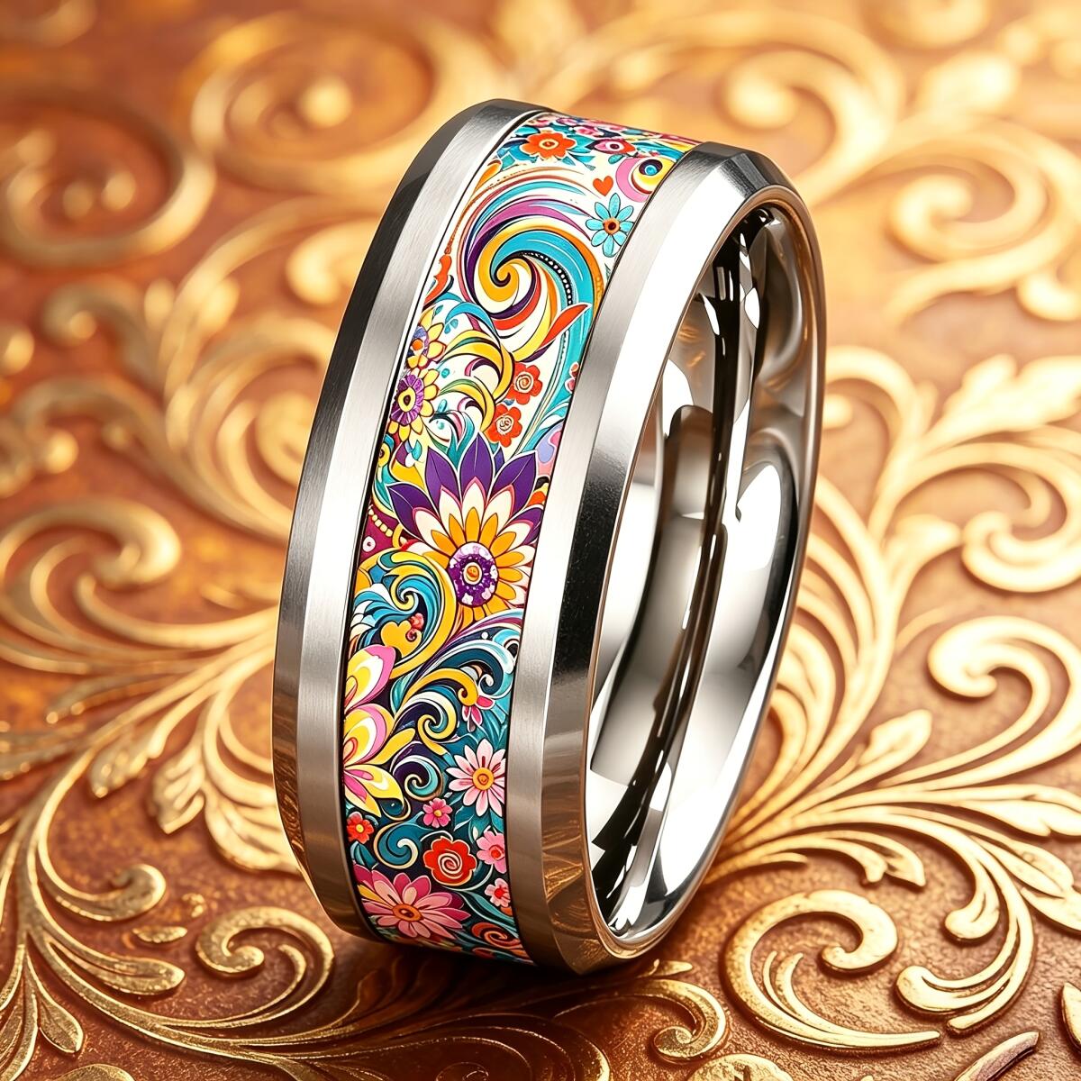 Wedding Sutra - Anello floreale mandala colorato femminile bohémien,
