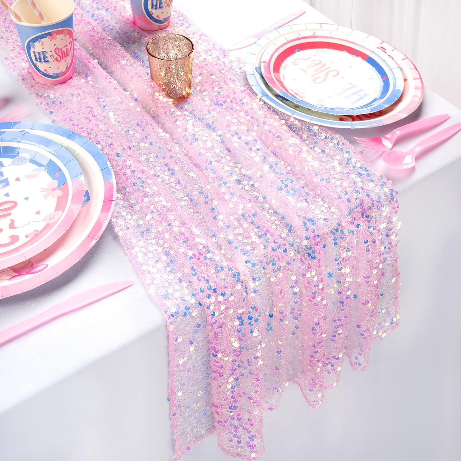 Table Runner Sequin - Runner da tavolo con paillettes iridescenti